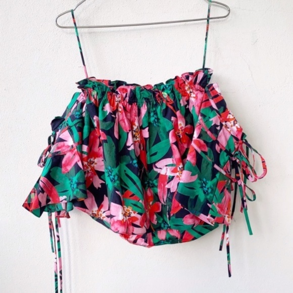 Marissa Webb  Garnet Lilly Print Leona Off Shoulder Top Small Cotton $298 Resort - Picture 5 of 11